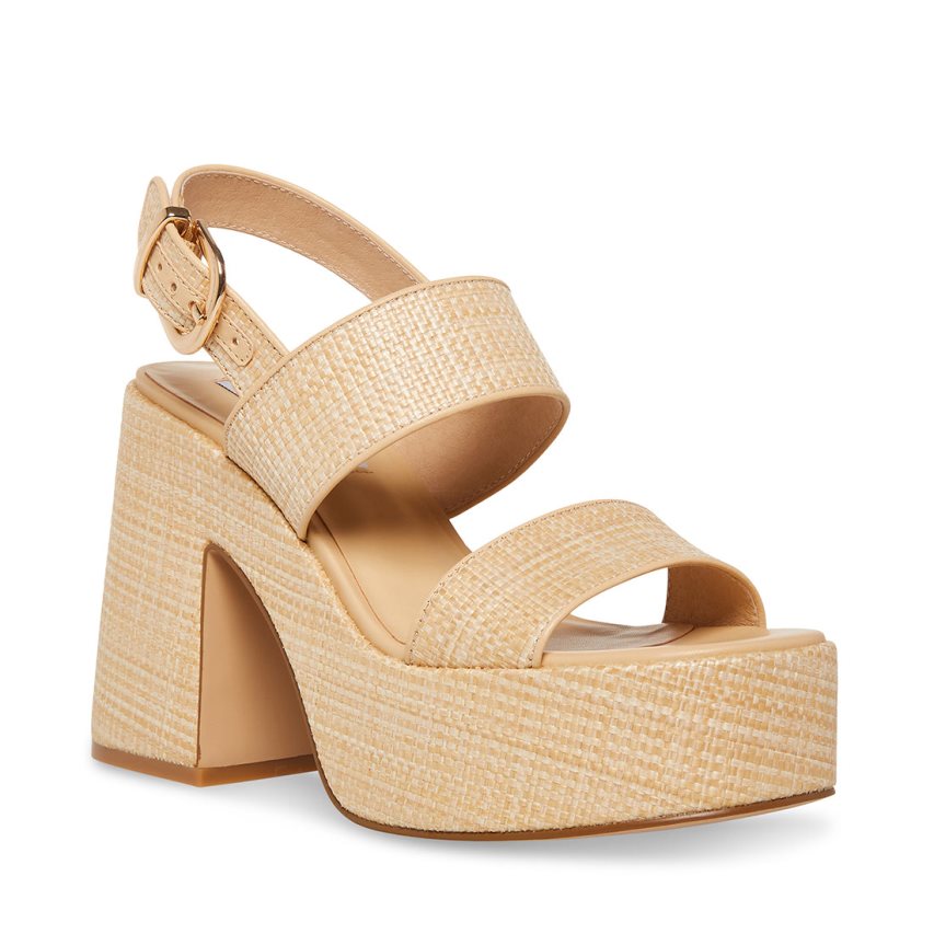 Sandalias de Plataforma Steve Madden Valory Natural Raffia Mujer Beige | ES SY136E